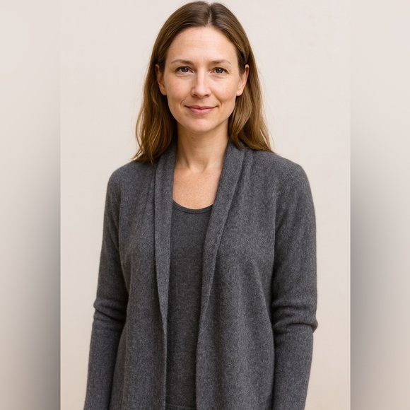 Charter Club Luxury Open Front Cashmere Cardigan Sweater Gray Small Petite NWT - Picture 8 of 8
